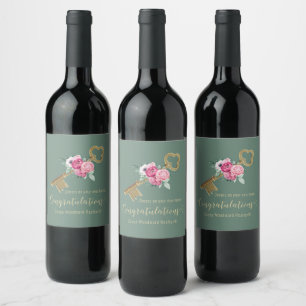 Congratulations Client New Home   Trendy Green Wine Label