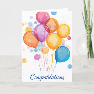 Congratulations Colourful Balloons Holiday Card