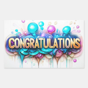 Congratulations! Colourful design Rectangular Sticker