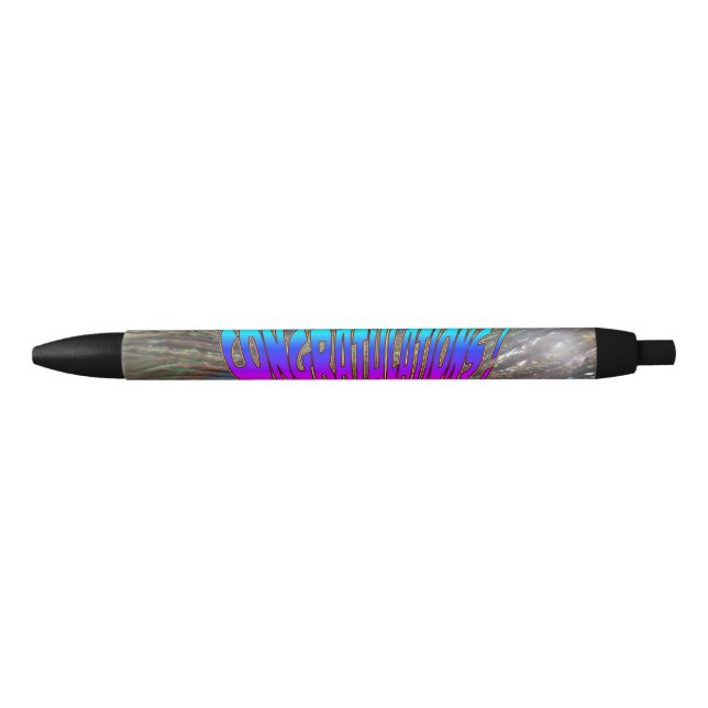 Congratulations Colourful Peacock Feathers Pen (Front)