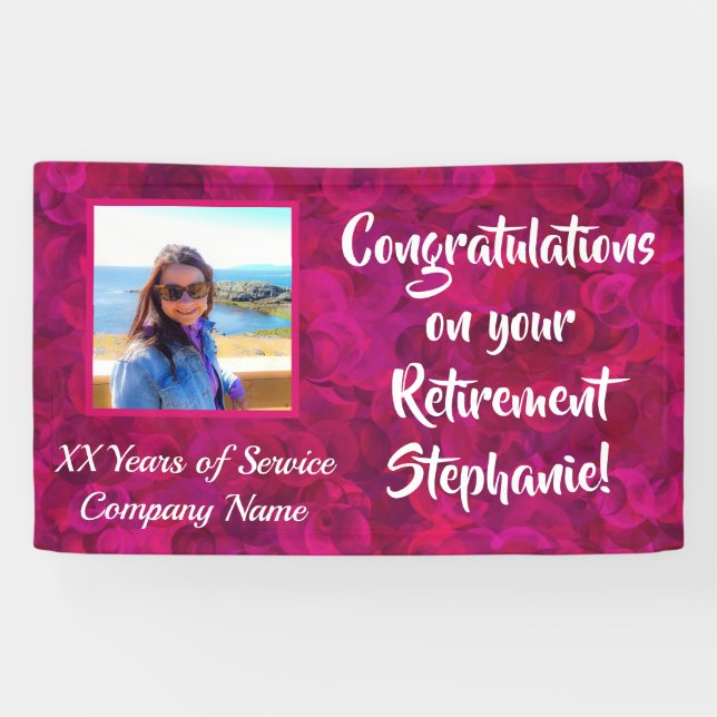 Congratulations Company Year Pink Photo Retirement Banner (Horizontal)