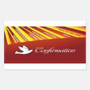 Congratulations Confirmation Dove with Gold and Re Rectangular Sticker