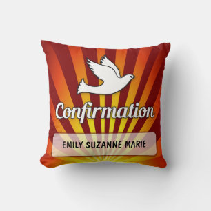 Congratulations Confirmation Dove with Gold, Red Cushion