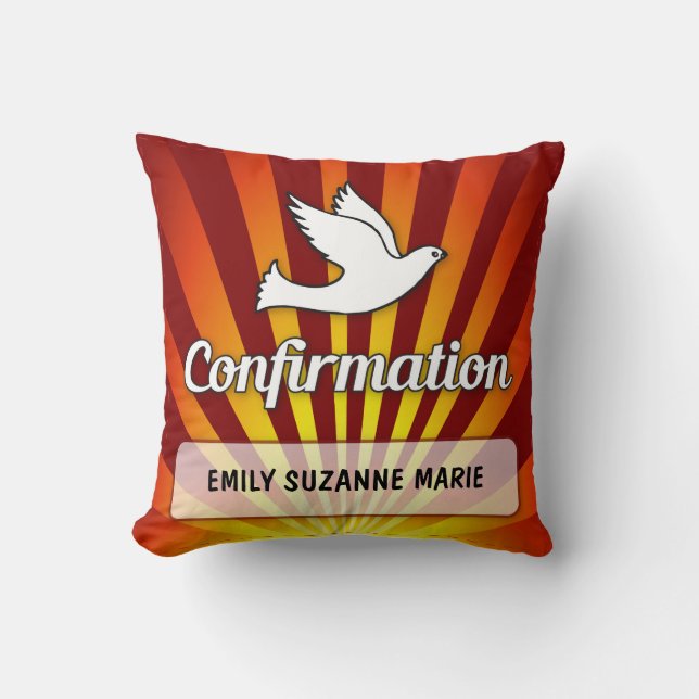 Congratulations Confirmation Dove with Gold, Red Cushion (Front)