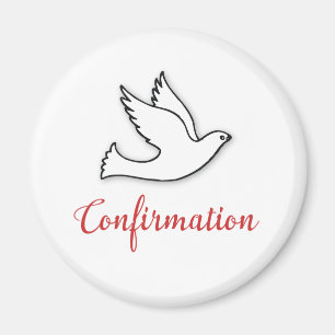 Congratulations Confirmation Dove with Gold, Red Magnet