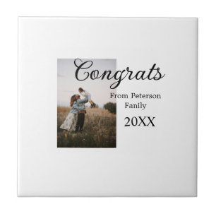 Congratulations congrats add family name photo yea ceramic tile