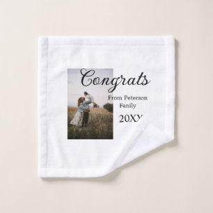 Congratulations congrats add family name photo yea wash cloth