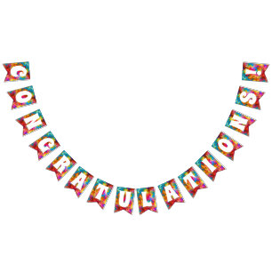 CONGRATULATIONS CONGRATS COLORFUL RAINBOW    BUNTING 