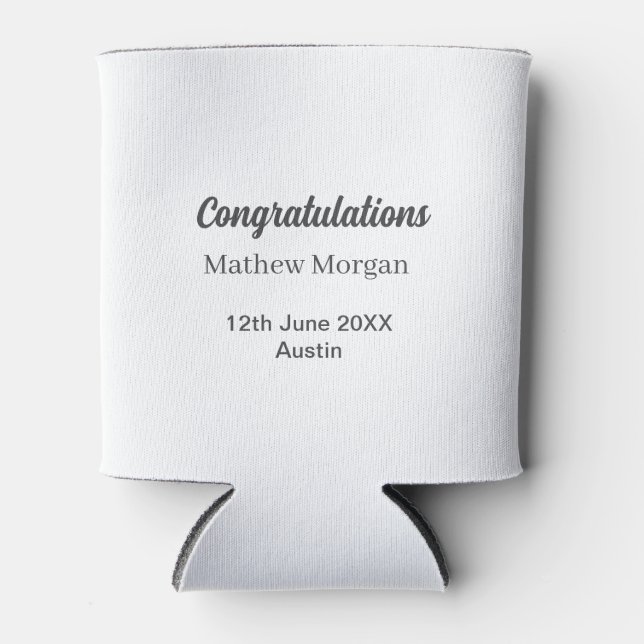Congratulations congrats graduation name year clas can cooler (Front)