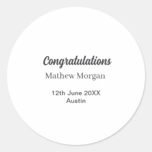 Congratulations congrats graduation name year clas classic round sticker