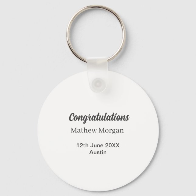 Congratulations congrats graduation name year clas key ring (Front)