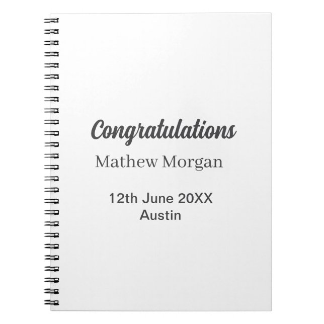 Congratulations congrats graduation name year clas notebook (Front)