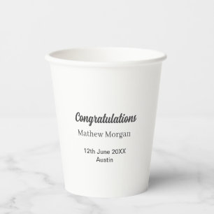 Congratulations congrats graduation name year clas paper cups