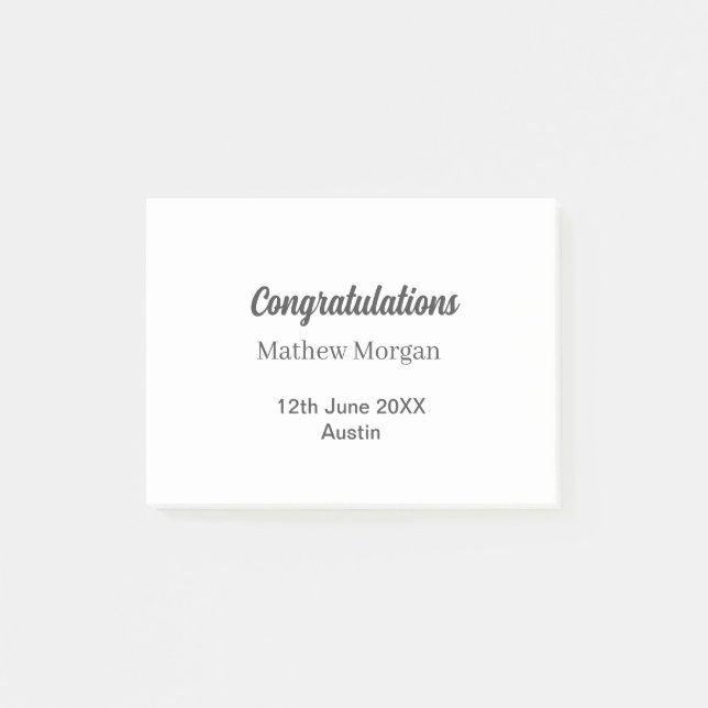 Congratulations congrats graduation name year clas post-it notes (Front)