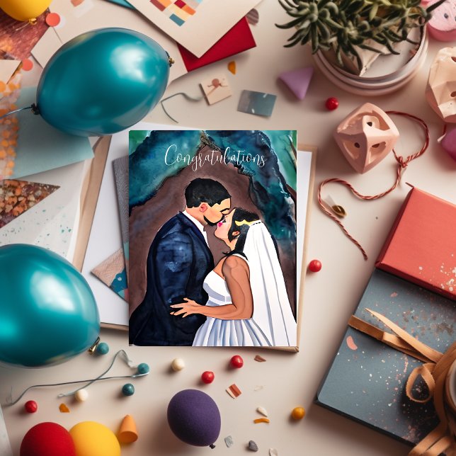Congratulations | Couple's Wedding Kiss   Card (Creator Uploaded)