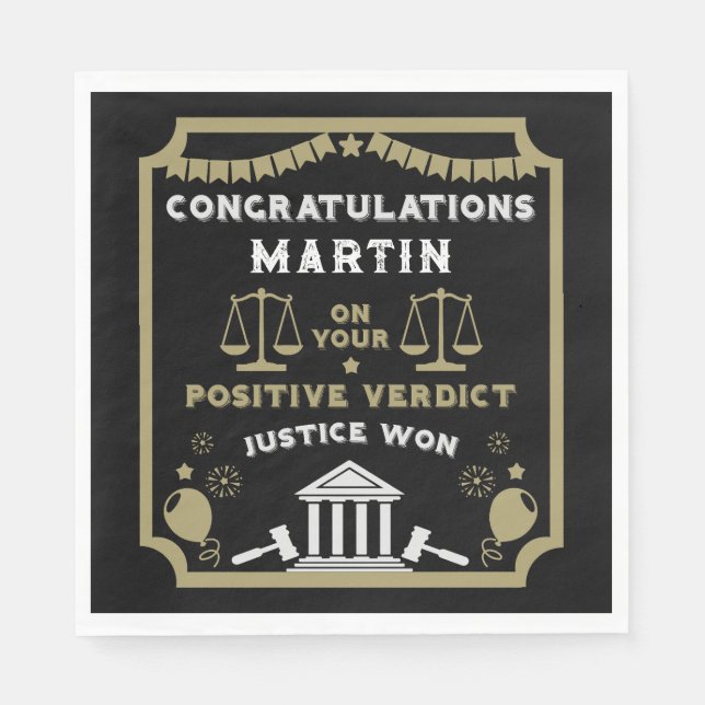 Congratulations Court Verdict Napkin (Front)