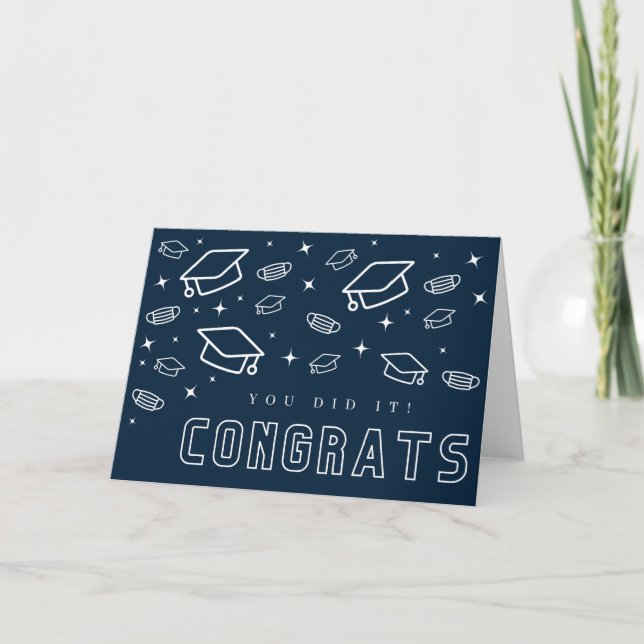 Congratulations! Covid-19 Pandemic Mask Graduation Card (Front)