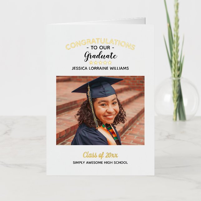 Congratulations Custom Photo Graduate Graduation Foil Greeting Card (Front)