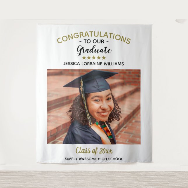 Congratulations Custom Photo Graduate Graduation Tapestry (Front)