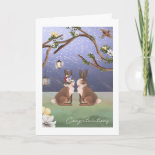 Congratulations Cute Bunny Rabbit Couple Woodland Card