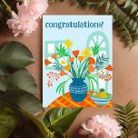CONGRATULATIONS Cute Floral Bouquet Fun Custom Postcard<br><div class="desc">Send a cheerful congratulatory greeting with this handmade illustration of a colourful vase of flowers. Customise this card with your own text on the front and back! Click on “Personalise” above to edit the text. Then click "edit using design tool" to add additional text or adjust the fonts, colours and...</div>