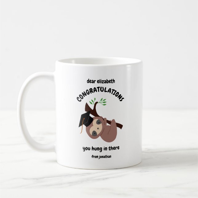 Congratulations Cute Sloth Graduation Custom  Coffee Mug (Left)