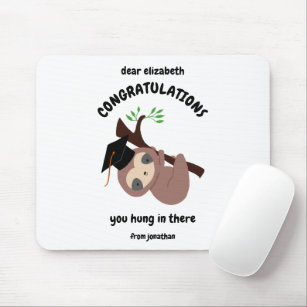Congratulations Cute Sloth Graduation Custom Mouse Pad