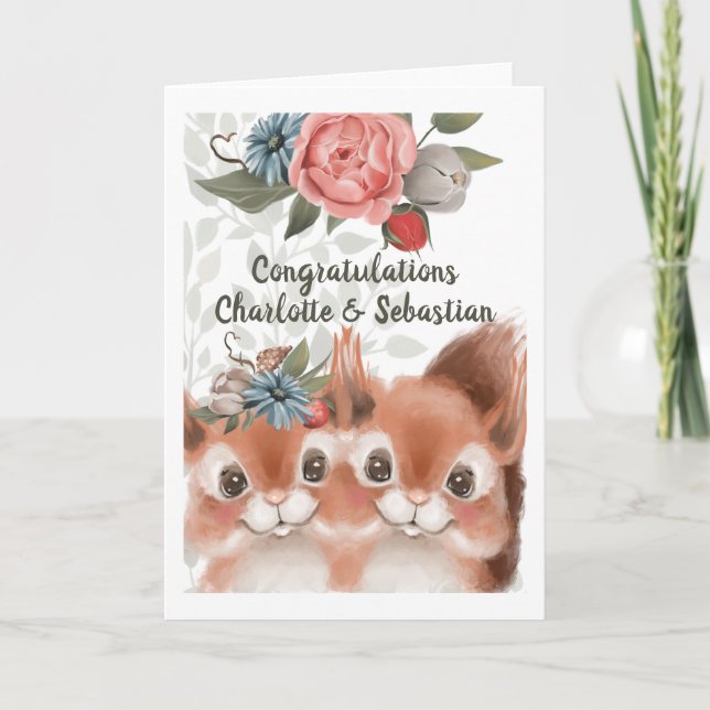 Congratulations Cute Squirrel Couple Card (Front)