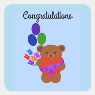 Congratulations Cute Teddy Bear #3 Stickers