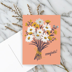 CONGRATULATIONS Daisy Bouquet Floral Cute Custom Postcard