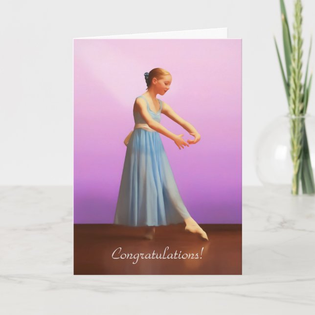 Congratulations, Dance Recital, Ballerina in Blue Card (Front)