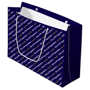 Congratulations Dark Blue White Gold Class of 2025 Large Gift Bag