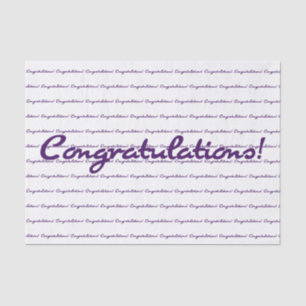 Congratulations! Dark Purple Casual Script Tissue Paper