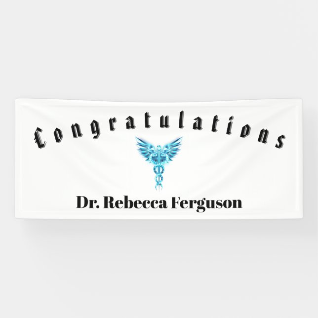 Congratulations Doctor Physician Caduceus Gold Banner (Horizontal)