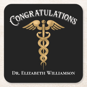 Congratulations Doctor Physician Square Paper Coaster