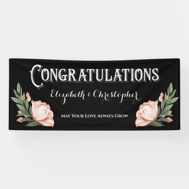 Congratulations Engagement Party Flowers Banner (Horizontal)