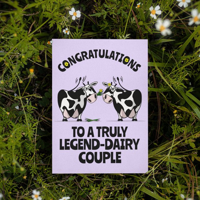 Congratulations Engagement Wedding Fun Cartoon Cow Card (Creator Uploaded)