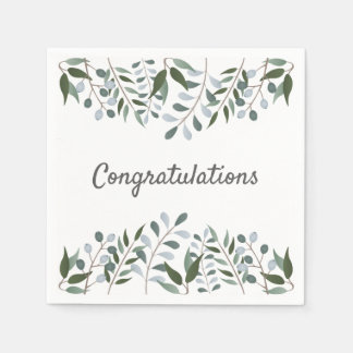 Congratulations Eucalyptus Greenery Floral  Napkin