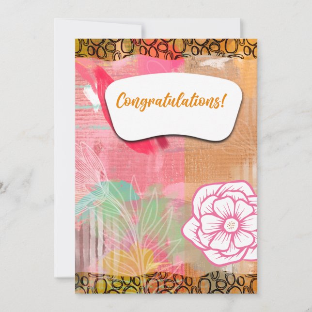 Congratulations Floral Card in Pink (Front)