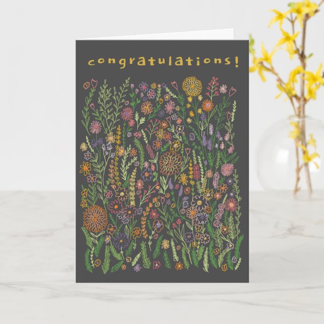 CONGRATULATIONS Flowers Fields Meadow Floral  Card (Yellow Flower)