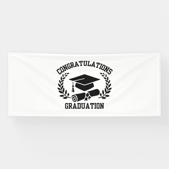 Congratulations For Graduation 2.5x6 Vinyl Banner (Horizontal)