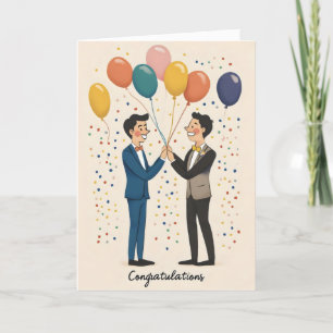Congratulations Gay Wedding Balloons Holiday Card