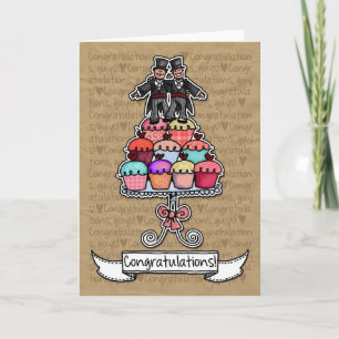 Congratulations - Gay Wedding Couple cupcakes Card