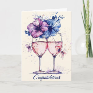 Congratulations Glasses Flowers Holiday Card