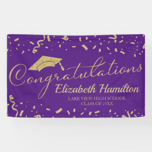 Congratulations Gold And Purple Graduation Banner