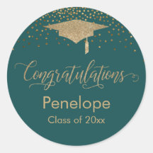 Congratulations Gold Confetti Graduation Teal