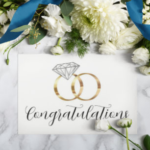 Congratulations Gold Diamond Wedding Rings Card