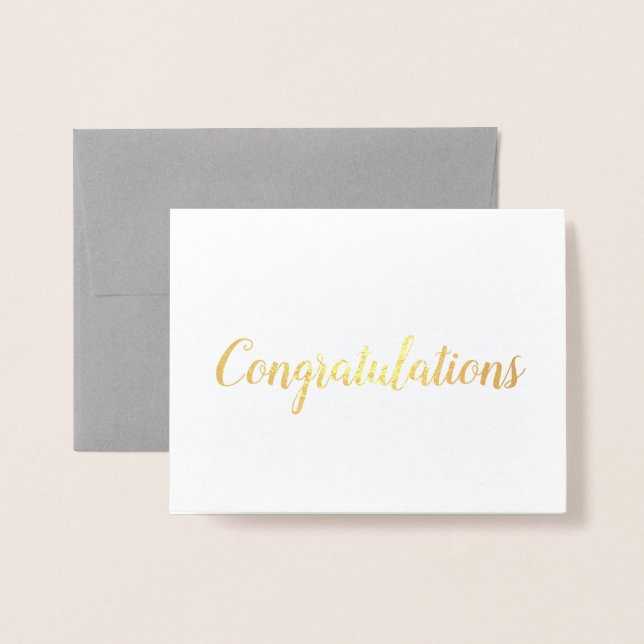 Congratulations Gold Foil Brush Brushstroke Foil Card (Front With Envelope)
