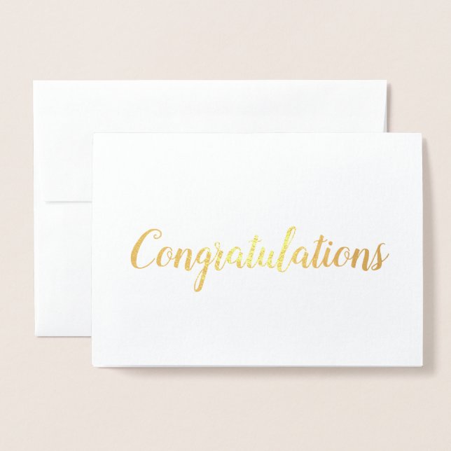 Congratulations Gold Foil Brush Brushstroke Script Card (Front With Envelope)