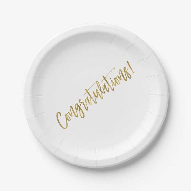 Congratulations Gold Foil Paper Plate (Front)